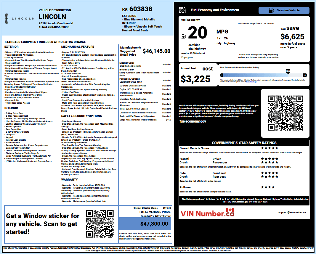 Lincoln window sticker