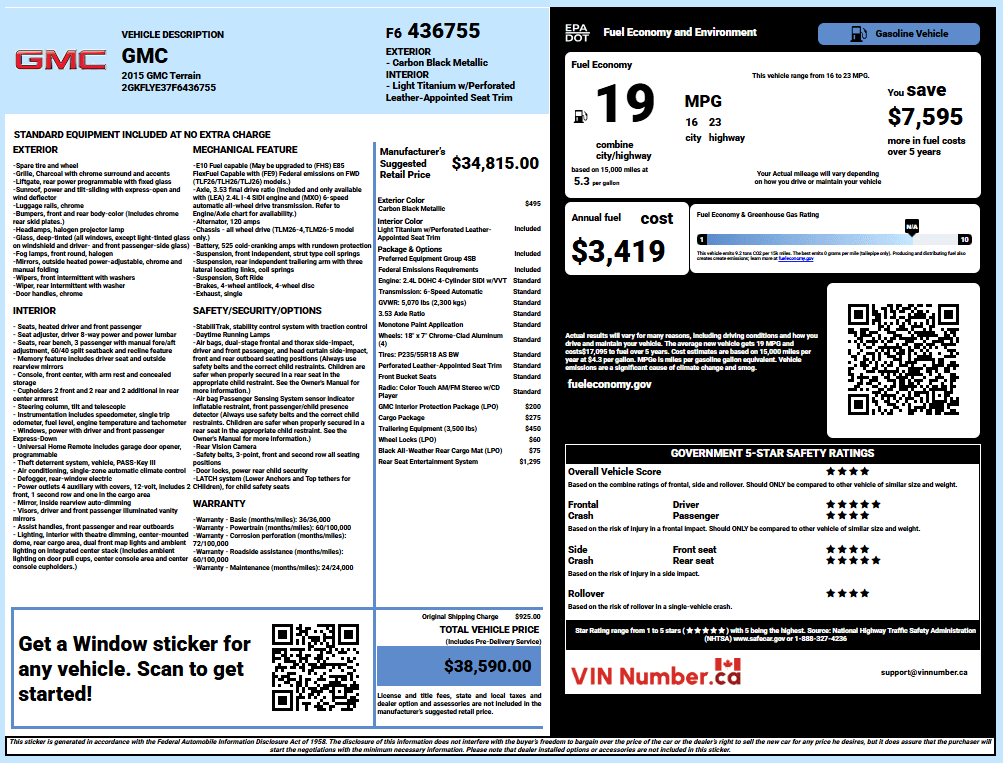 Vehicle history report preview