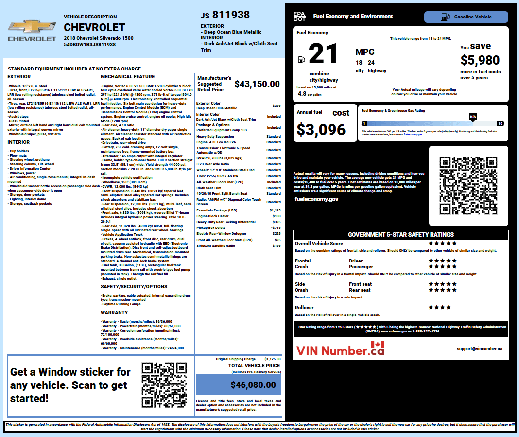 Vehicle history report preview