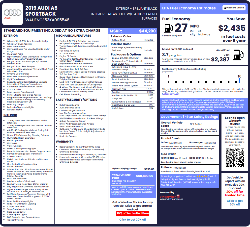 Vehicle history report preview