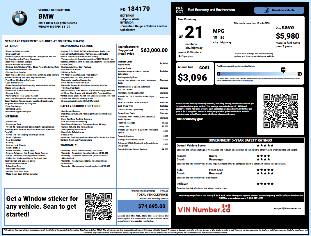 Vehicle history report preview