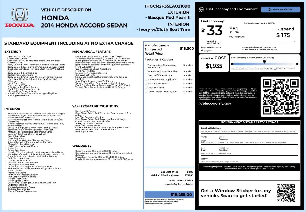 Window Sticker Lookup Complete Vehicle Specs and Features